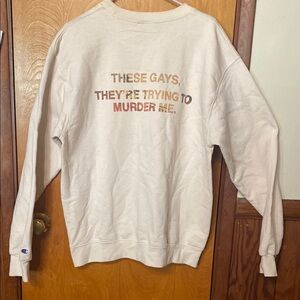 Champion Cream Crewneck Sweater - Jennifer Coolidge White Lotus quote